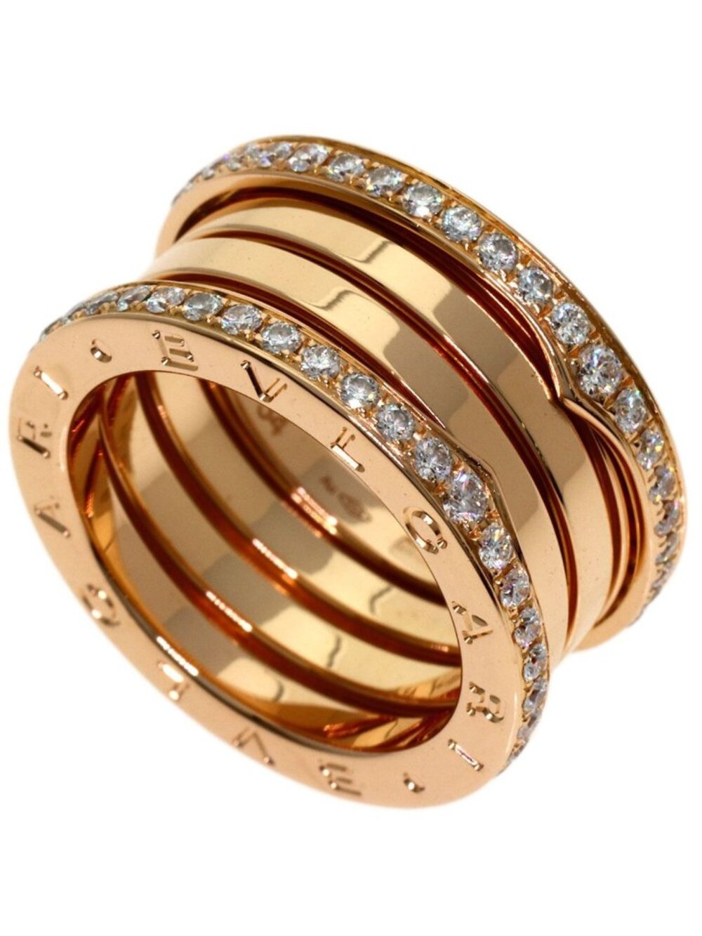 Bvlgari B.zero1 Edge Diamond Band 54 Ring 18k Pink Gold